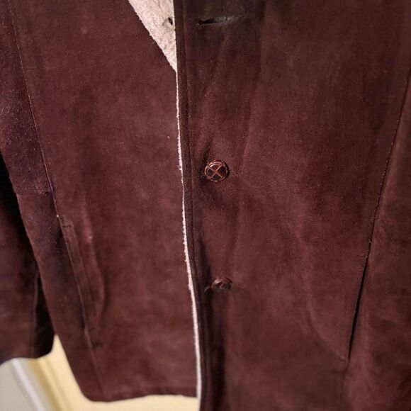 Vtg. Silton CA cognac brown suede jacket sherpa lined. Western ranchwear. 42. - Picture 3 of 8